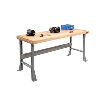Global Industrial Assembly Workbench, 72 x 30in, Flared Leg, Maple Butcher Block Square Edge 488008